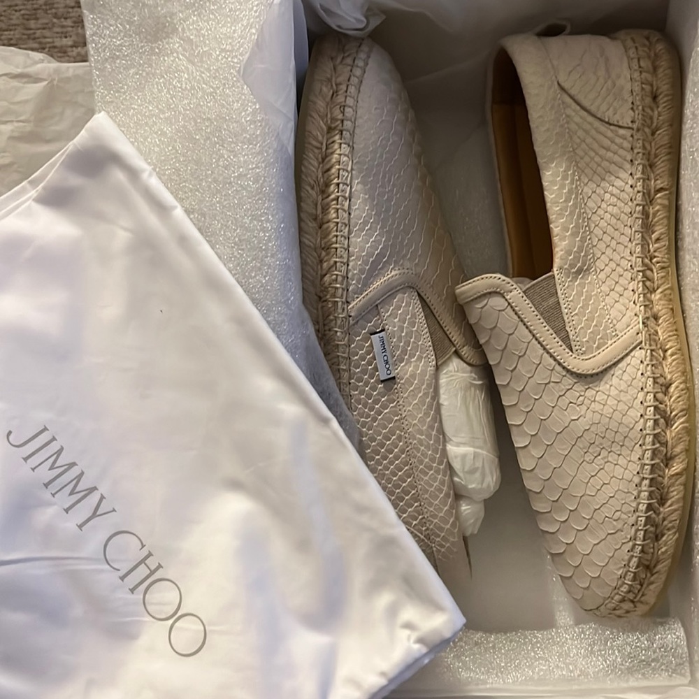 Jimmy Choo Vlad Snake Embossed Espadrille NIB